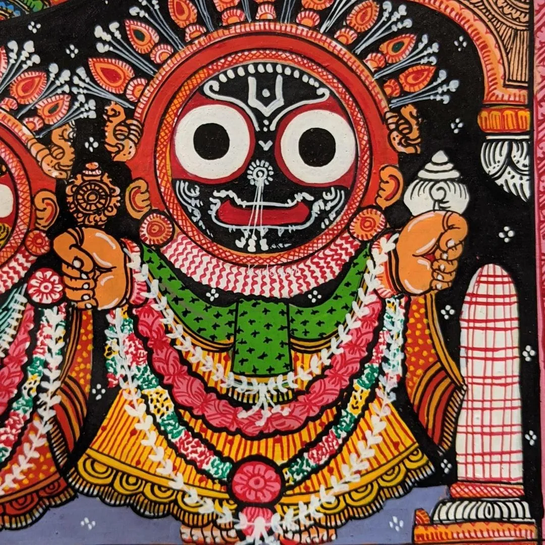 Close-up detail of a Jagannath Pattachitra painting